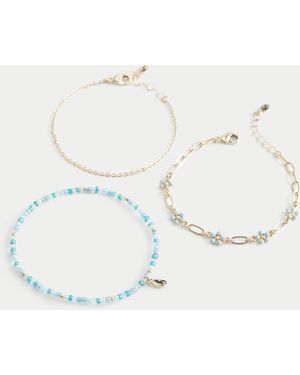 Hollister Flower Chain Bracelet 3-pack - White
