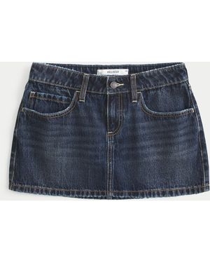 Hollister Curvy Low-rise Denim Mini Skort - Blue
