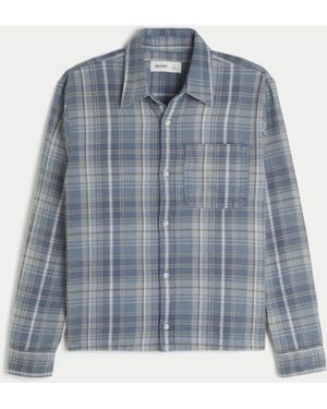 Hollister Boxy Flannel Shirt - Blue