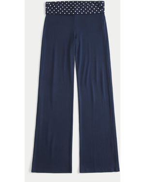 Hollister Always Cosy Foldover Flare Trousers - Blue