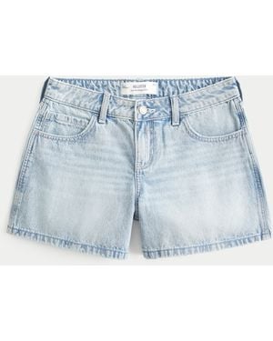 Hollister Low-rise Light Wash Baggy Jean Shorts - Blue