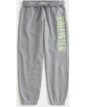 Hollister Fleece Logo Graphic Joggers - Grey
