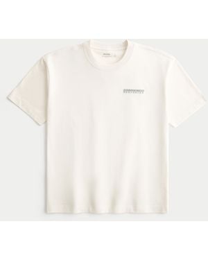 Hollister Boxy Heavyweight Logo Crew T-shirt - Natural