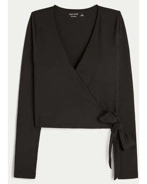 Hollister Gilly Hicks Active Recharge Long-sleeve Wrap Top - Black