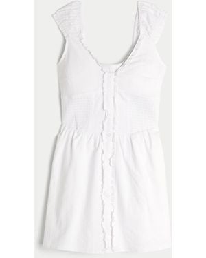 Hollister Smocked Ruffle Mini Dress - White