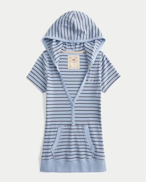 Hollister Short-sleeve Hooded Henley - Blue