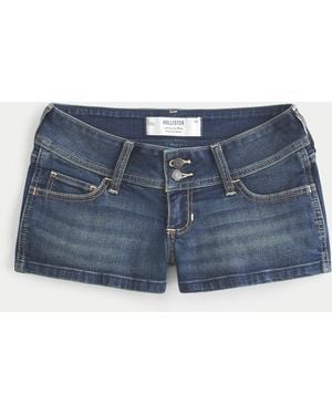 Hollister Ultra Low-rise Dark Wash Denim Shortie Shorts - Blue