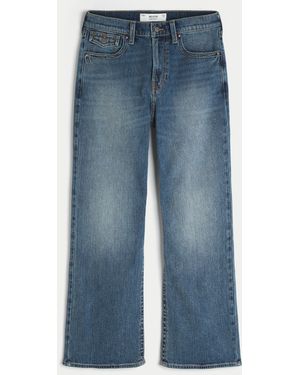 Hollister Medium Wash Flap Pocket Baggy Bootcut Jeans - Blue