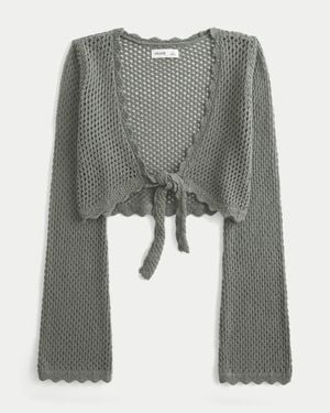 Hollister Long-sleeve Tie Front Shrug - Grey