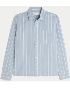 Hollister Boxy Poplin Button-through Shirt - Blue