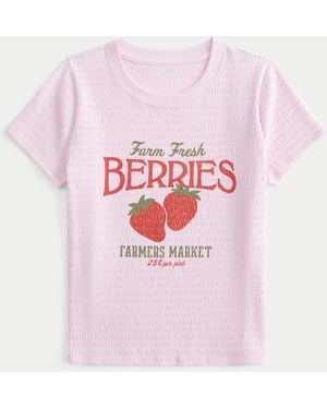 Hollister Smocked Berries Graphic Baby Tee - Pink