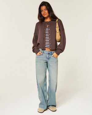 Hollister Lässiger Cardigan mit Rundhalsausschnitt - Blau