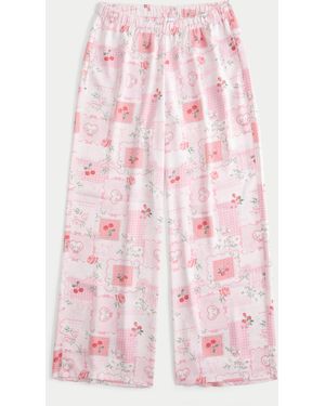 Hollister Patchwork Pattern Wide-leg Trousers - Pink
