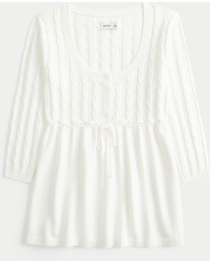 Hollister Cable-knit Babydoll Jumper - White