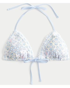 Hollister Crochet-style Trim Halter Triangle Bikini Top - Blue