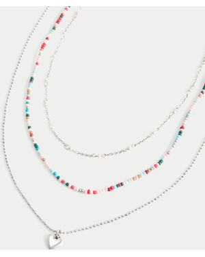 Hollister Heart Necklace 3-pack - White