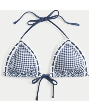 Hollister Crochet-style Trim Halter Triangle Bikini Top - Blue