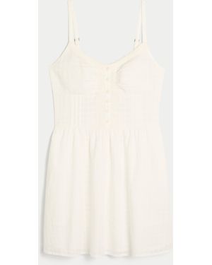 Hollister Lace Trim Mini Dress - Natural