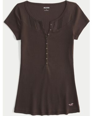 Hollister Short-sleeve Icon Henley - Brown