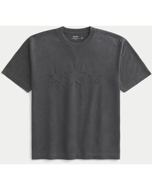 Hollister Boxy Heavyweight Star Graphic Tee - Black