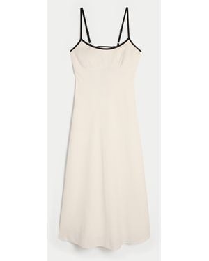 Hollister Linen-blend Open-back Slip Midi Dress - Natural