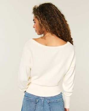 Hollister Legerer, schulterfreier Pullover mit Bündchen - Natur