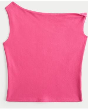 Hollister Asymmetrical Off-the-shoulder Top - Pink
