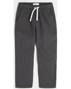 Hollister Linen-blend Loose Pull-on Trousers - Grey
