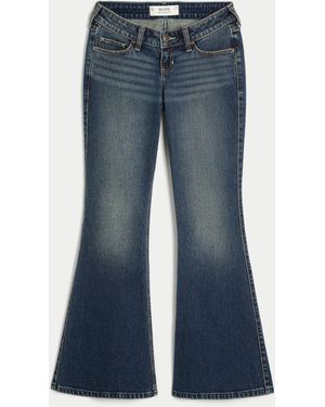 Hollister Low-rise Dark Wash Tab Waist Bootcut Jeans - Blue