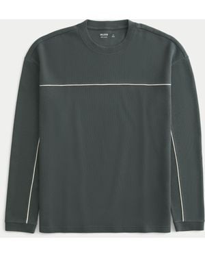 Hollister Boxy Long-sleeve Striped Crew T-shirt - Green