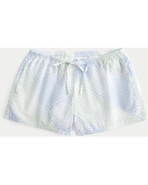 Hollister Oxford Cotton Tie Shorts - Blue