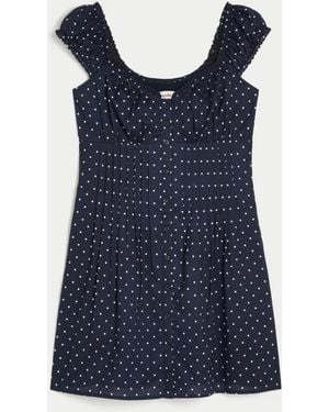 Hollister Cap Sleeve Button Front Mini Dress - Blue