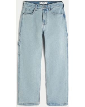 Hollister Light Wash Baggy Painter Jeans - Blue