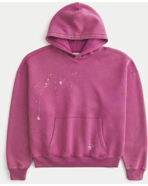Hollister Baggy Cinch Paint Splatter Hoodie - Pink