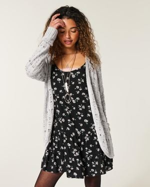 Hollister Langer Cardigan ohne Verschluss - Grau