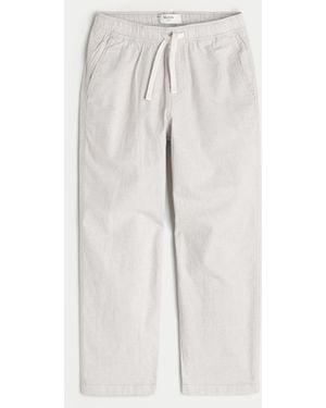 Hollister Linen-blend Loose Pull-on Trousers - Grey