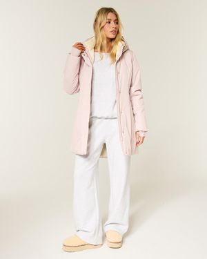 Hollister Parka mit Kunstpelzfutter - Pink