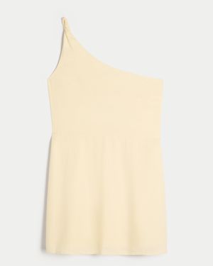 Hollister Linen-blend Asymmetrical Mini Dress - Natural
