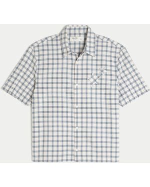 Hollister Boxy Star Applique Check Pattern Shirt - White