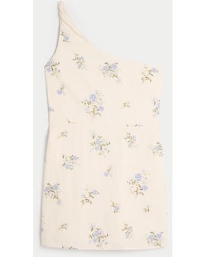Hollister Linen-blend Asymmetrical Mini Dress - Natural
