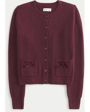 Hollister Fy Cloud Bow Pocket Cardigan - Purple