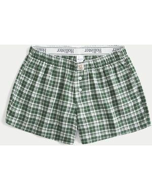 Hollister Flannel Boxer Shorts - Green