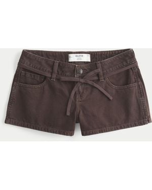 Hollister Low-rise Tie Waist Brown Mini Jean Shorts