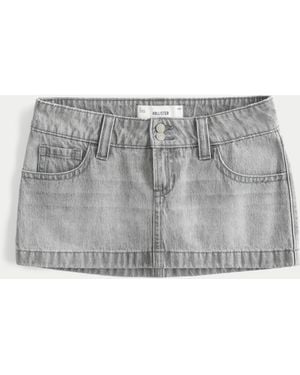 Hollister Ultra Low-rise Denim Micro Mini Skort - Grey