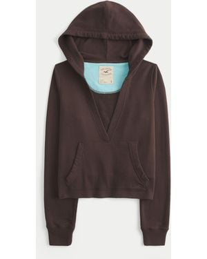 Hollister Easy V-neck Hoodie - Brown