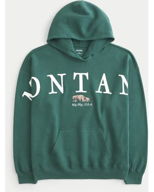 Hollister Oversized Montana Graphic Hoodie - Green