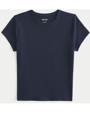 Hollister Soft Stretch Seamless Fabric Longline Baby Tee - Blue