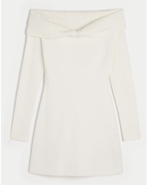 Hollister Off-the-shoulder Twist Bust Jumper Dress - Natural