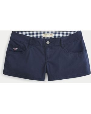 Hollister Ultra Low-rise Navy Twill Mini Shorts - Blue