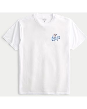 Hollister Relaxed Tee mit Lakeside Diner Chicago-Grafik - Weiß